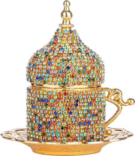 Vista 9 de Juego de tazas de café turco Alisveristime - Auténtica taza de café turco, griega, árabe y expreso con platillo