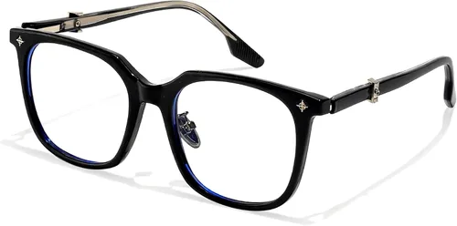 Vista 10 de Chicid Gafas cuadradas de gran tamaño con bloqueo de luz azul para mujeres Marco verde A01/lente transparente