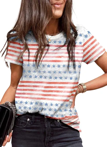 Vista 10 de EVALESS Camisetas casuales de manga corta para mujer 1a multicolor
