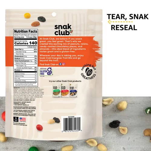 Vista 2 de Snak Club Energizer Trail Mix, sin gluten, 1 libra (paquete de 6)