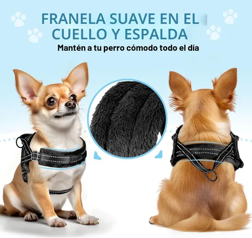 Vista 2 de SlowTon - Juego de arnés y correa para perros pequeños sin tirones, chaleco suave ajustable para cachorros para el cuello y el pecho, arnés