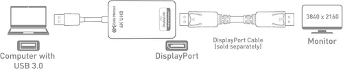 Vista 5 de Cable Matters Adaptador USB a 4K DisplayPort, USB 3.0 a DisplayPort, Adaptador USB3 a DP para Windows