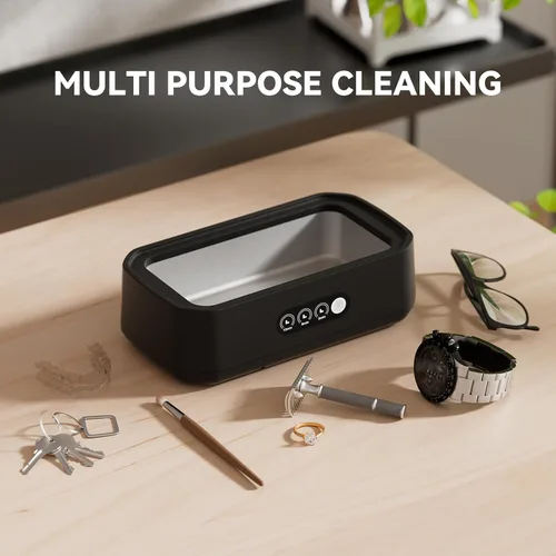 Vista 3 de Limpiador Ultrasónico de Joyas, Máquina Limpiadora de 50KHz con 3 Modos de Temporizador, Tanque de Acero Inoxidable 304 de 22 oz, Máquina Sónica