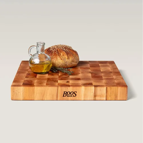 Vista 6 de John Boos CCB Series Tabla de cortar cuadrada de madera de arce de 18 x 18 pulgadas - 2.25 pulgadas de grosor, bloque de carnicero reversible de 22