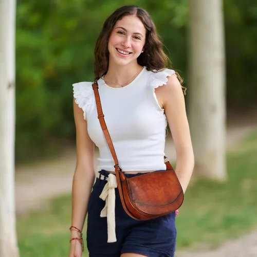 Vista 3 de HESHE Bolsos cruzados para mujer, bolsos de cuero de diseñador, bolso de hombro vintage, bolso Hobo Crescent