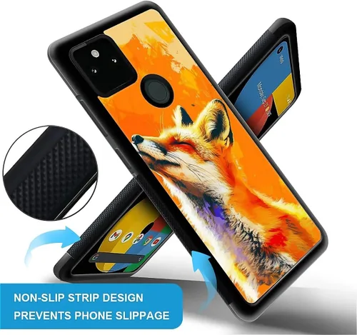 Vista 1243 de Compatible con Google Pixel 4A 5G Mobile Case Creative Acrylic Panel trasero Silicona Protección Grip especialmente diseñado para Google Pixel 4A 5G