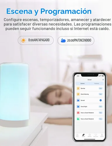 Vista 6 de meross Lámpara de mesa inteligente, lámpara de noche, compatible con Apple HomeKit, Siri, Amazon Alexa y SmartThings, blanco sintonizable