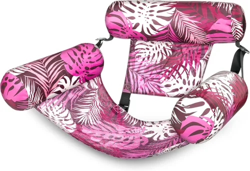 Vista 11 de Sloosh Sillas flotantes de piscina para adultos, sillas inflables de piscina, hamaca flotante con patrón de plantas para adultos, flotadores