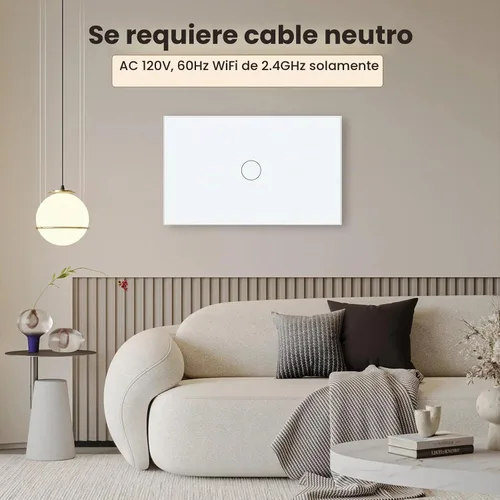 Vista 2 de Interruptor de luz inteligente, requiere cable neutro, blanco 1