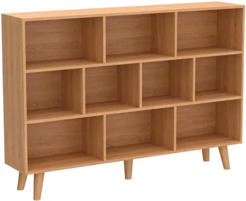 Vista 41 de IOTXY - Estantería de madera con espacios abiertos, 3 niveles, con patas, 5 cubos, color azul brillante Nordic Minimalist Style, MDF