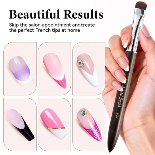 Vista 6 de French Tip Brush - Herramienta de arte de uñas para limpieza y poligel Cepillo de punta francesa F18