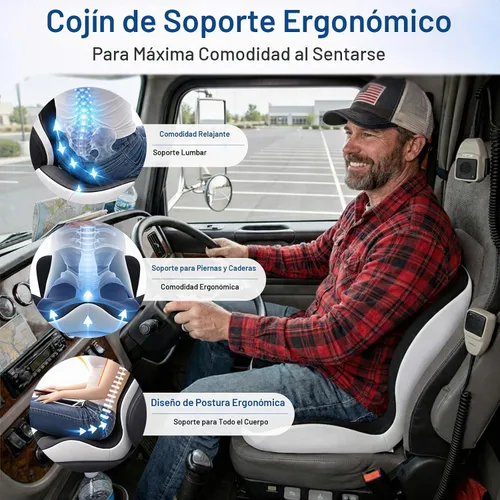 Vista 6 de Juego de cojines de asiento ergonómicos con almohada de apoyo lumbar, cojín de espuma viscoelástica de alta densidad con base antideslizante, cojín
