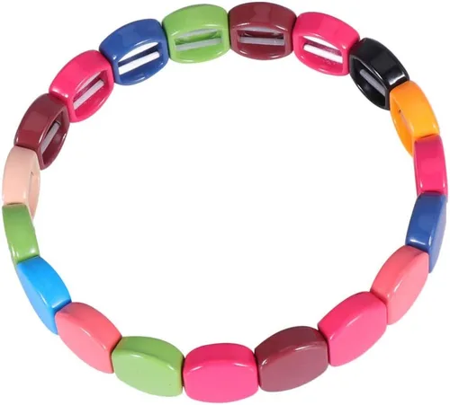 Vista 8 de Exceart Pulseras para mujer, pulseras de azulejos esmaltados, pulseras de cuentas de Tila de arco iris, pulseras elásticas apilables para hombres