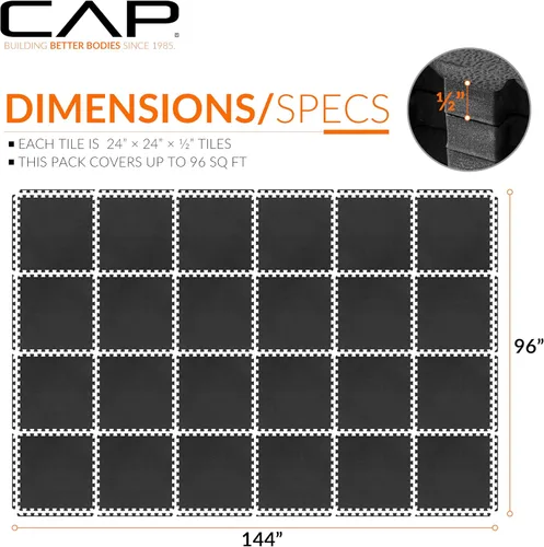 Vista 49 de CAP Puzzle Exercise Mats 1/2” Thick EVA Interlocking Foam Tiles for Home Gym Flooring Multiple Options