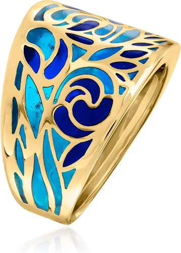 Vista 3 de Ross-Simons Italian Blue Enamel Ring in 14kt Yellow Gold