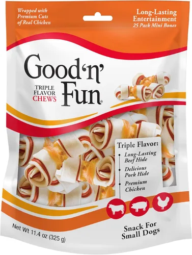 Vista 7 de Good 'N' Fun Mini masticables de cuero crudo de triple sabor, 7