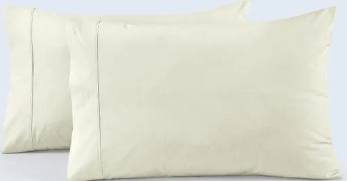 Vista 23 de Juego de 2 fundas de almohada 100 % percal de algodón, suaves y transpirables, tela ligera, tejido suave y aireado, para ella o él