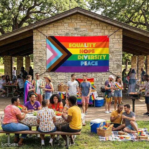 Vista 4 de KatchOn Banner del orgullo 72x44 pulgadas Letrero de orgullo para decoraciones gay, decoraciones del mes del orgullo, decoración LGBTQ