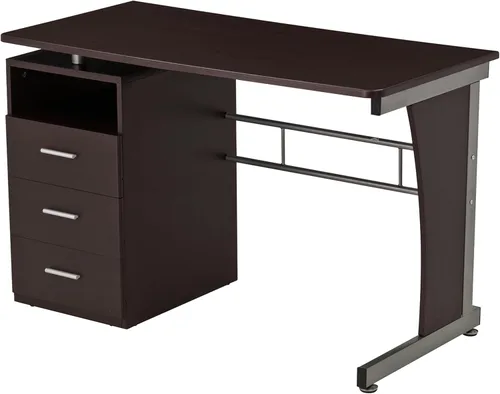 Vista 5 de Techni Mobili Escritorio para computadora con amplio almacenamiento, chocolate, 30 x 22.75 x 47.25 pulgadas, chocolate