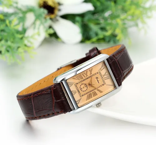 Vista 2 de JewelryWe - Reloj de pulsera cuadrado para hombre y mujer, diseño de mujer
