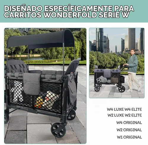 Vista 2 de Red de carga para cochecito wagon, organizador de cochecito de bebé, red de carga de malla para espacio de almacenamiento adicional, gran capacidad