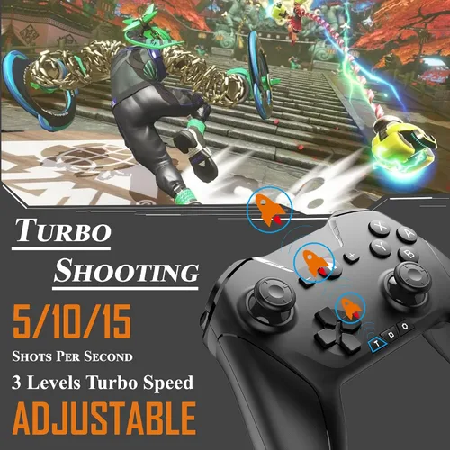Vista 3 de PlayHard Switch Controller, Wireless Switch Pro Controllers with Thumb Grip Caps for SWITCHOLEDLITE, Remote Gamepad for Switch Pro, Programmable