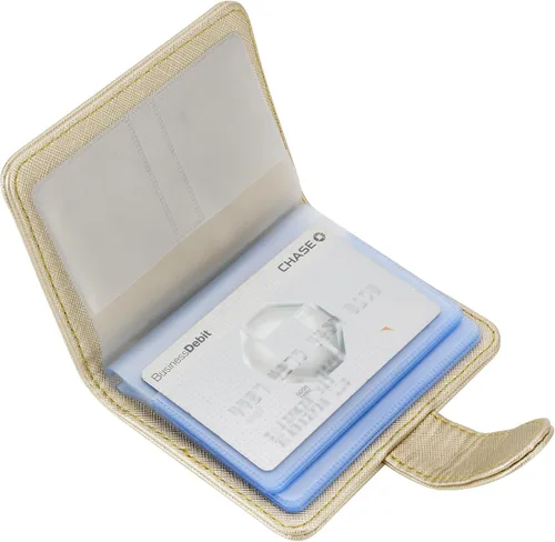 Vista 17 de Wisdompro Soporte para tarjetas de crédito, cartera delgada de cuero con bloqueo RFID, protector organizador de tarjetas de débito
