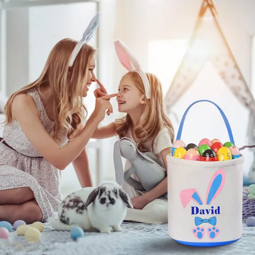 Vista 5 de Jocidea - Regalos de Pascua personalizados para niños, cesta de Pascua personalizada para niños, cesta de Pascua de peluche, cesta de Pascua