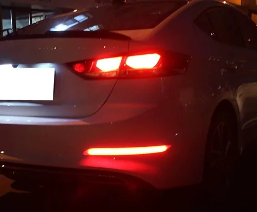 Vista 6 de iJDMTOY luces LED de reflector de parachoques completo lente roja Compatible con 2017 2018 Hyundai Elantra Sedán, función como luces traseras