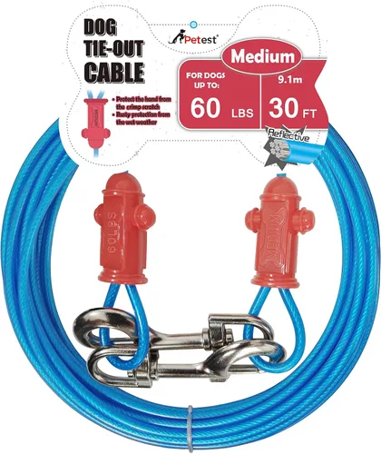 Vista 12 de Petest Cable de amarre reflectante con cubierta de crimpado para perros pequeños de hasta 35 libras, 15 pies
