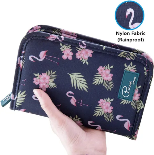 Vista 3 de VanFn Cartera para pasaporte de viaje, soporte para pasaporte para familia, serie P.Travel (flamenco), Flamingo, talla única, Cartera de viaje