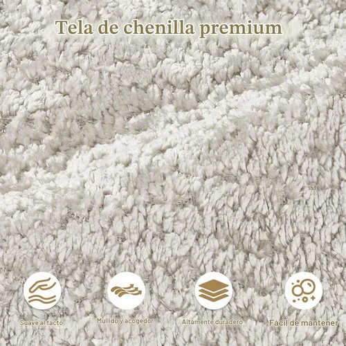 Vista 3 de Sofá biplaza curvo de chenilla de 79 pulgadas, asiento profundo, color beige