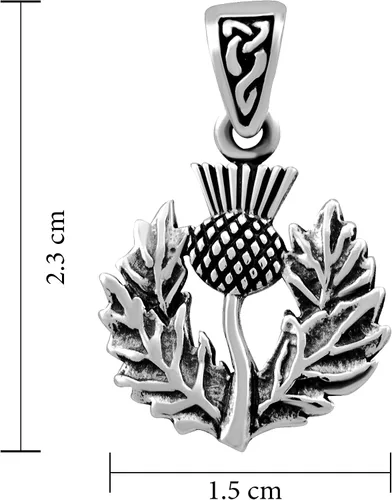Vista 2 de WithLoveSilver - Dije de plata de ley 925 con diseño de cardo clásico escocés con pacas celtas, Plata esterlina