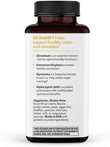 Vista 7 de LifeSeasons GS Stabili-T - Suplemento de Apoyo al Azúcar en Sangre - Circulación y Visión Saludables - Mantén Niveles Normales - Cromo, Canela
