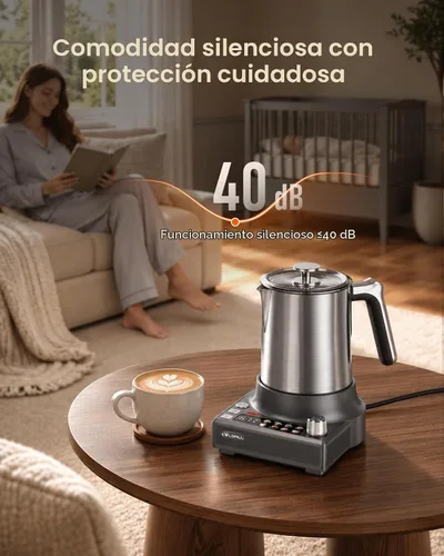 Vista 7 de Espumador de leche DIY 8 en 1, espumador de leche eléctrico de Plateado