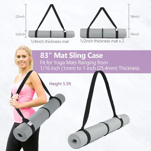Vista 6 de Yoga Mat Carrier Strap, Adjustable Thick Straps Sling for Carrying Large Mats, Stretching Band 1 pieza clásico negro
