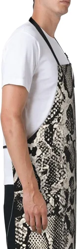Vista 3 de YANYU Classic Snake Skin Print 28x33 In Kitchen Apron Stylish Chef Apron with Pockets for Cooking Baking Painting