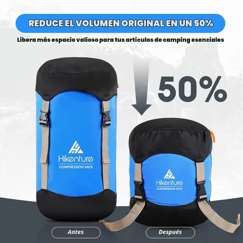 Vista 2 de Hikenture Saco de compresión para saco de dormir, saco de cosas mejorado de nylon resistente a desgarros, saco de compresión de 10L/14L/20L/30L Azul