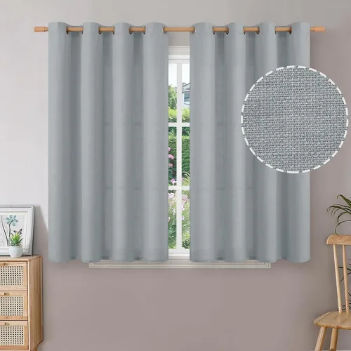Vista 104 de BGment Cortinas de Lino Beige de 63 Pulgadas de Largo 2 Paneles - Tratamientos para Ventanas con Textura de Arpillera Filtrantes de Luz Cortinas