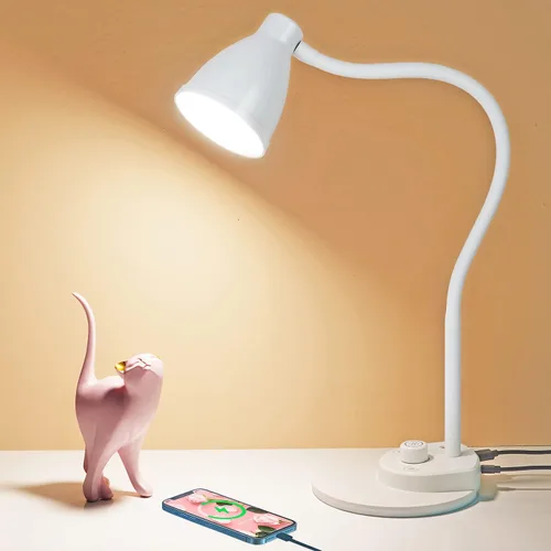 Vista 10 de BOHON. Lámpara de escritorio LED con puerto de carga USB, 3 modos de color, luz de lectura regulable, lámpara de tarea de inducción inteligente