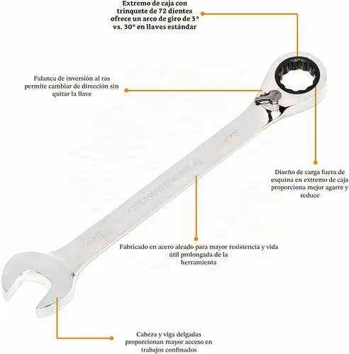 Vista 2 de GEARWRENCH Llave combinada de trinquete reversible de 12 puntos, 0.354 in - 9609N
