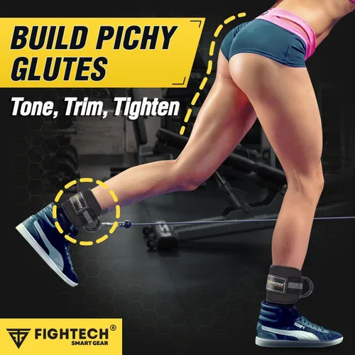 Vista 7 de FIGHTECH Ankle Straps Cable Machine Attachment for Gym - Cable Kickback Ankle Straps - Padded Ankle Cuffs for Glute Kickbacks and Leg Workouts