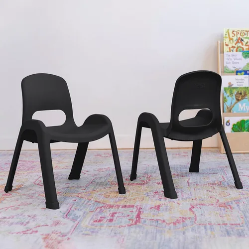 Vista 11 de ECR4Kids Silla apilable SitRight de plástico, 11 pulgadas, muebles de aula, negro, paquete de 4