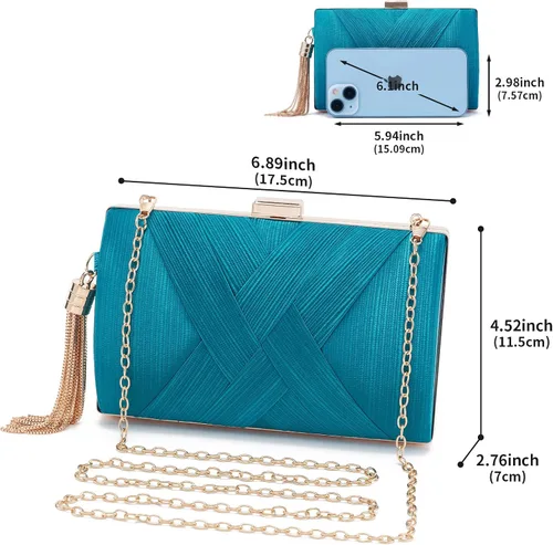 Vista 2 de Bolso de mano para mujer, bolso de noche con flecos, bolso de mano para mujer, bolso de mano de boda, bolso de mano con cadena, bolso cruzado