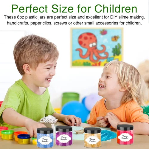 Vista 42 de PeacePeo Tarros de plástico con tapas, recipientes de slime de 4 onzas, 72 frascos de plástico transparente vacíos, recipientes de cosméticos