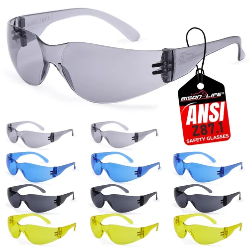 Vista 18 de BISON LIFE Gafas de seguridad surtidas para hombres y mujeres ANSI Z87.1