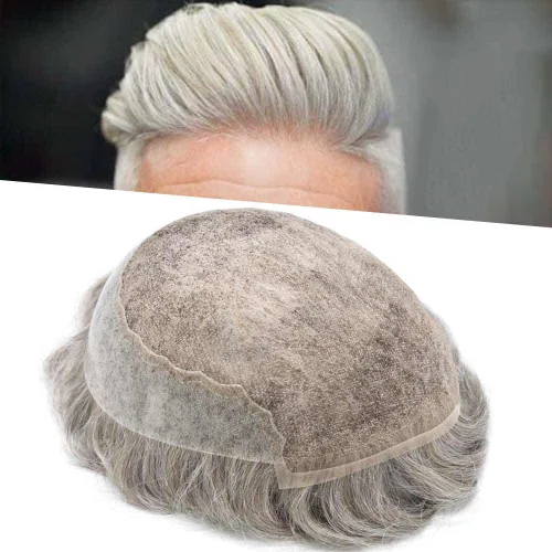 Vista 68 de Mens Toupee Human Hair Replacement System Swiss Lace Toupee For Men Hair Piece Protesis Capilar Mens Hairpiece 5X7#1 Jet Black 120% Density