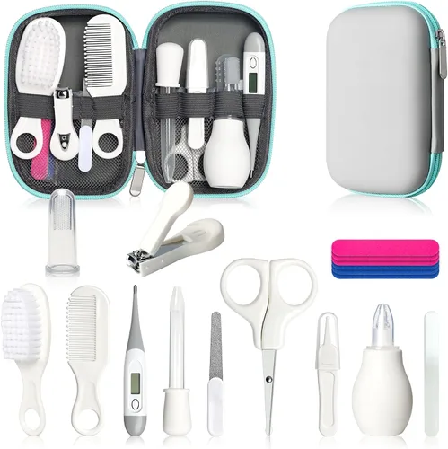 Vista 13 de Qunlions life Kit de aseo para bebés para niños y niñas, seguridad para recién nacidos, juego de aseo esencial para guardería, regalo para padres