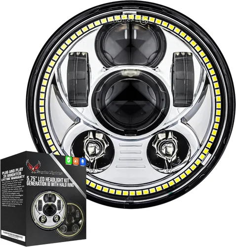 Vista 11 de Eagle Lights 8900BG3H-SCOUT - Faro delantero de motocicleta Indian Scout con anillo de halo blanco, se adapta a 2015+ Scout 60, Scout and Scout
