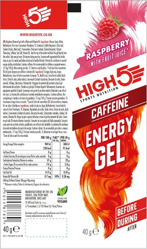 Vista 8 de High 5 Energy Gel Plus - 20 x 1.34 oz sobre - Frambuesa